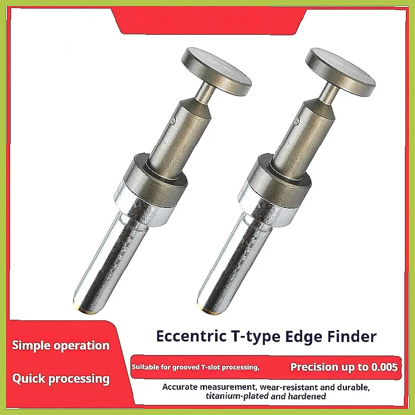 High Precision T-Type Non-Magnetic Edge Finder with Eccentric Spring, T-Slot Design, Anti-Magnetic for CNC Milling