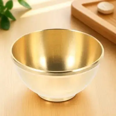 Smooth Edge Copper Offering Bowl Buddhist Altar Bowl for Worship Sacrifice Storage Home Temple Decoration Ritual Copper