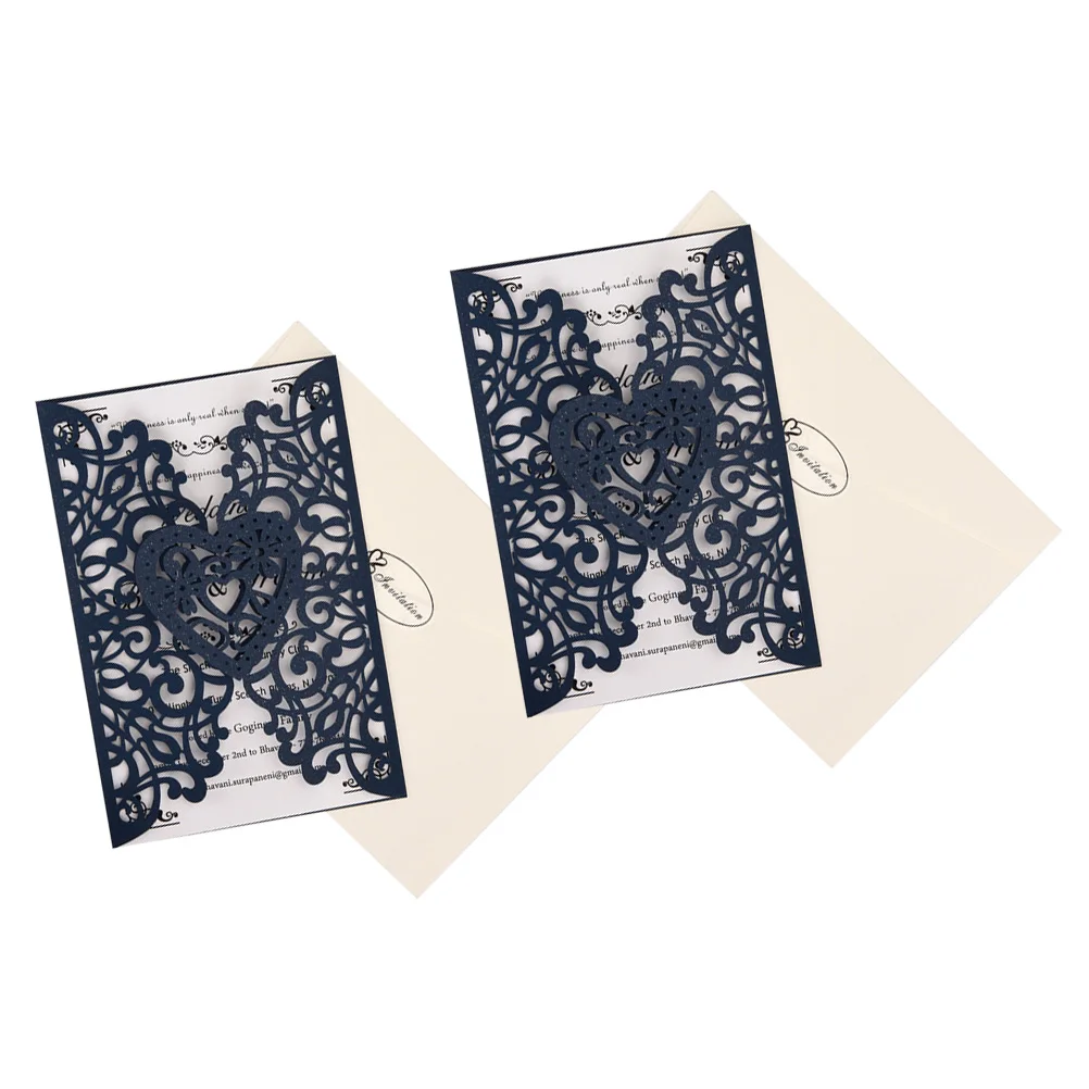 

10 Sets Invitation Cards Elegant Hollow Design for Wedding Bridal Baby Graduation Business Birthday Envelopes Included