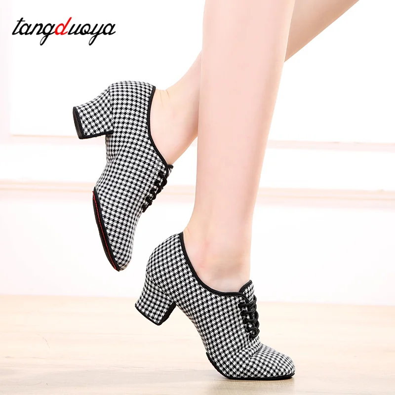 Women Latin Dance Shoes Jazz Ballroom Salsa Dancing Shoes Woman High Heels 5cm Training Modern Tango Dance Sneakers Female