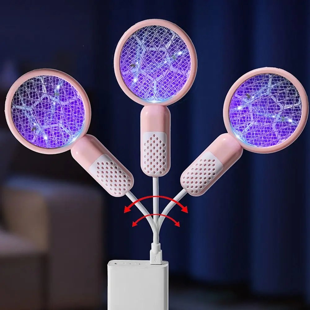 Compact Mini USB Mosquito Swatter Electric Shock UV Light Insect Racket Portable Security Net Fly Bug Zapper Summer
