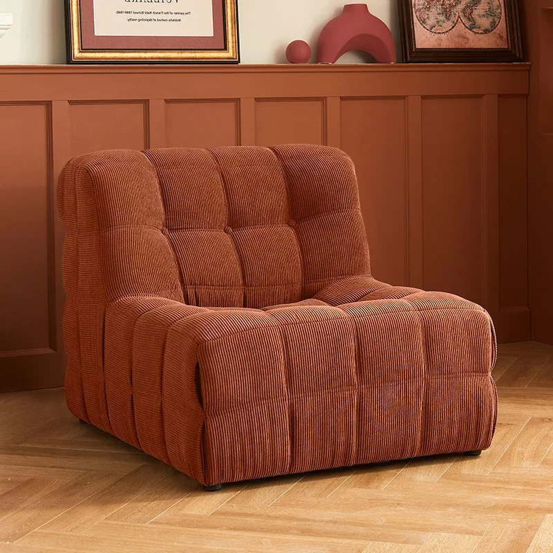 XL caterpillar sofa retro square sofa living room waffle single recliner lazy sofa
