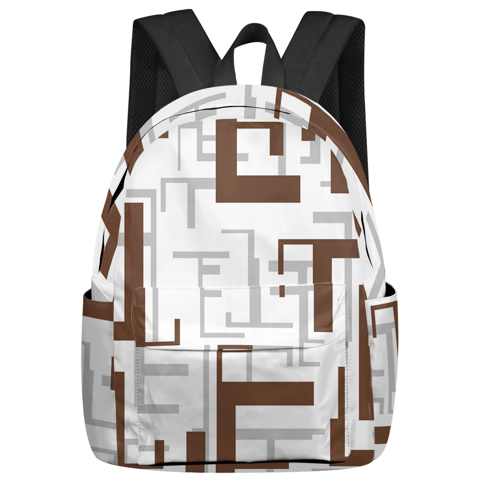 

Modern Art Geometry Brown Grey Feminina Backpacks Teenagers Student School Bags Laptop Backpack Men Women Female Travel Mochila