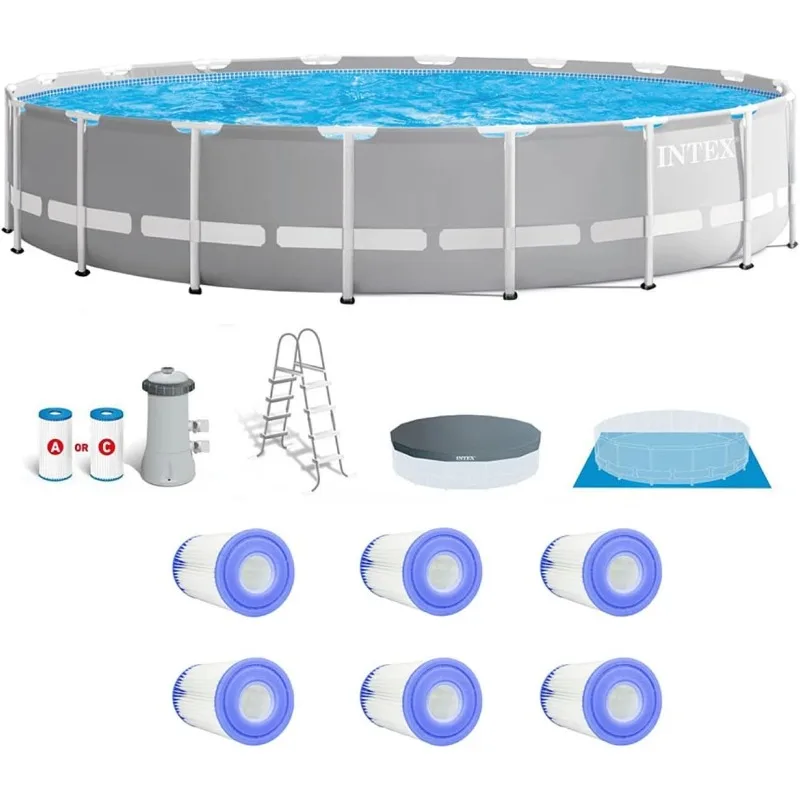 

Рама для открытой призмы размером 18 футов x 48 дюймов, надземный набор для бассейна с крышкой, лестницей, фильтрующим насосом и 6 сменными частями