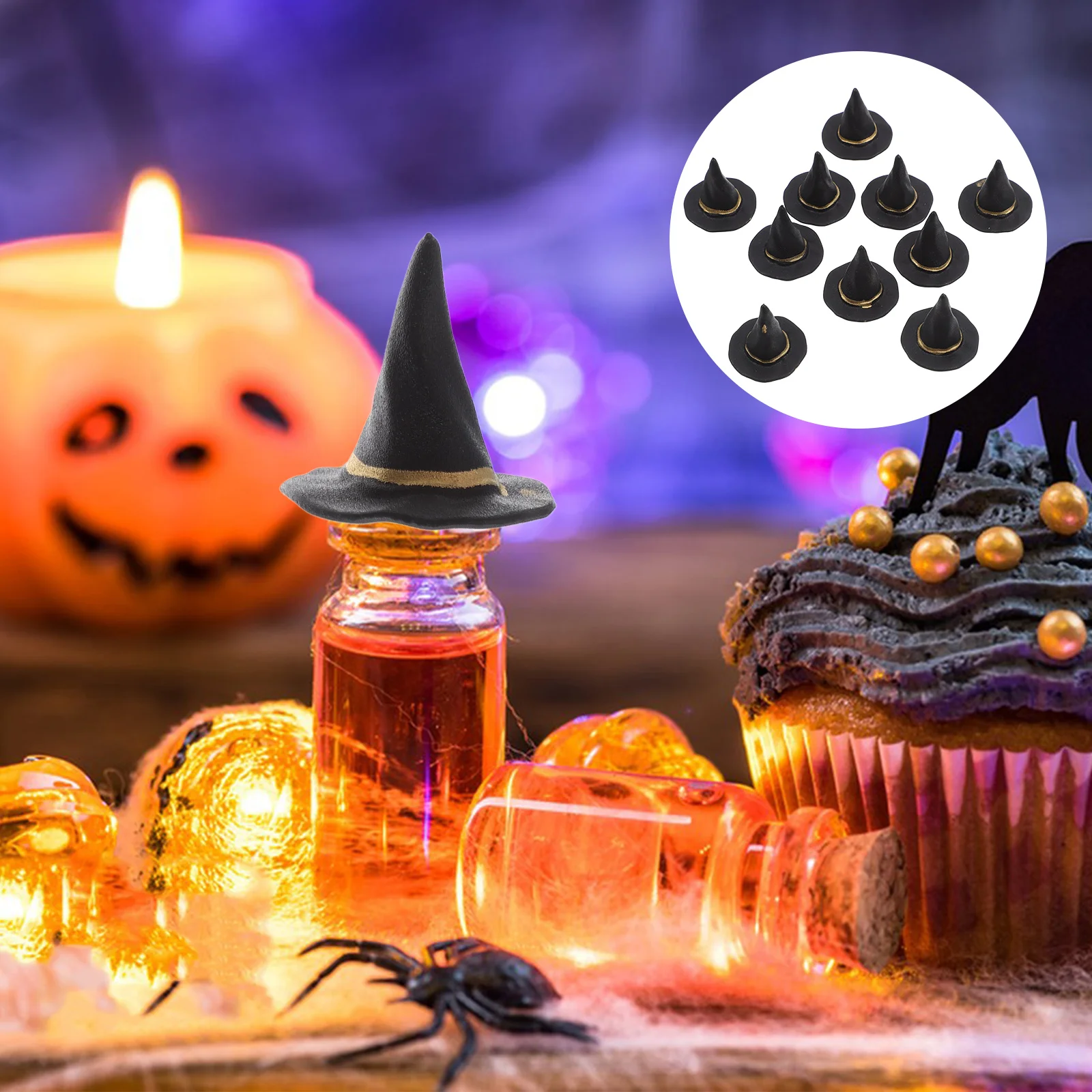 Chapeau de Sorcière d'Halloween, Mini Poupées pour Artisanat, Petites Ornements Miniatures de Maison, ix, 20 Pièces