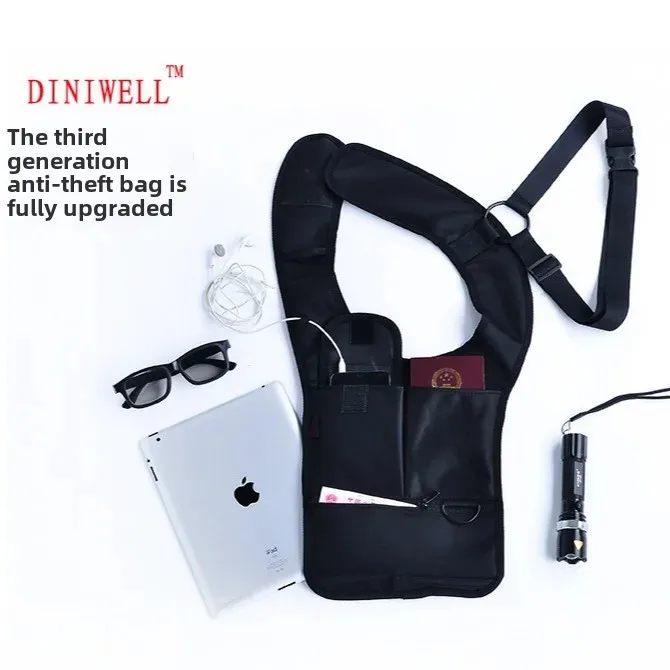 New Hidden Cover Anti-Theft Double Shoulder Crossbody Mobile Phone Bag Business Strap Bag with Cover Underarm Backpack