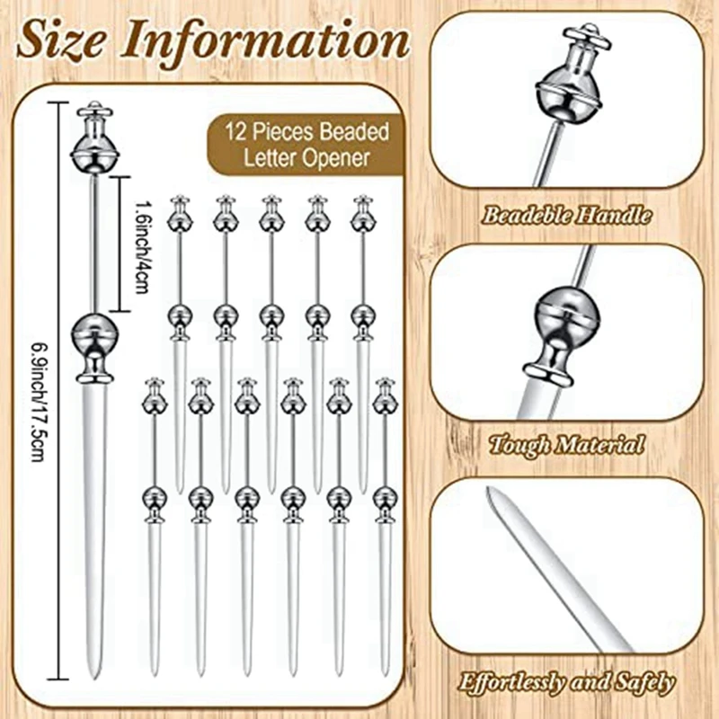 금속 레터 오프너, 봉투 오프너 나이프, 구슬 포함 안 함, 12 개