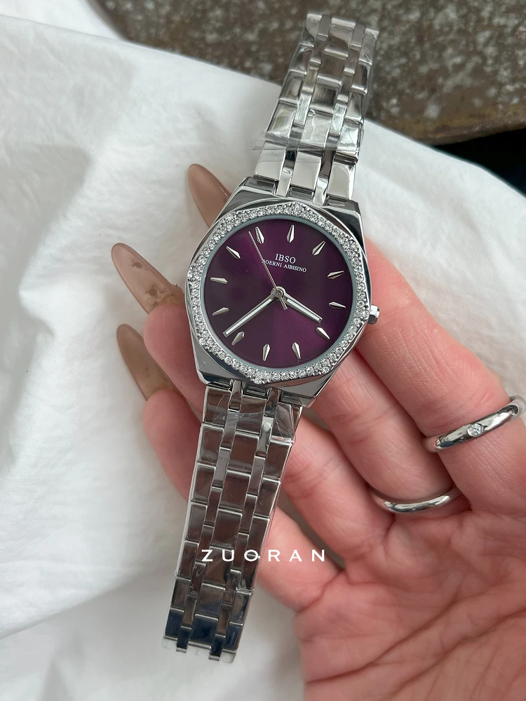Silver purple large dial exquisite fashion high-end ladies chain watch temperament women's watch ladies gift original gift - Image 3
