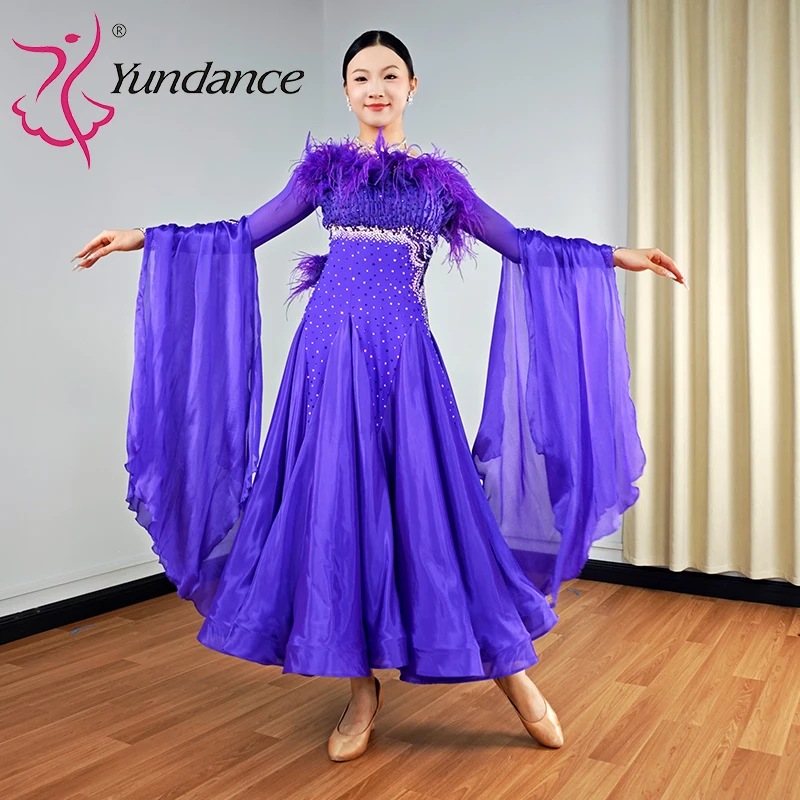 

B-25123 Custom International Standard Ballroom Dance Dress for Women Spandex/Polyester Stage Performance Wear Satin Chiffon