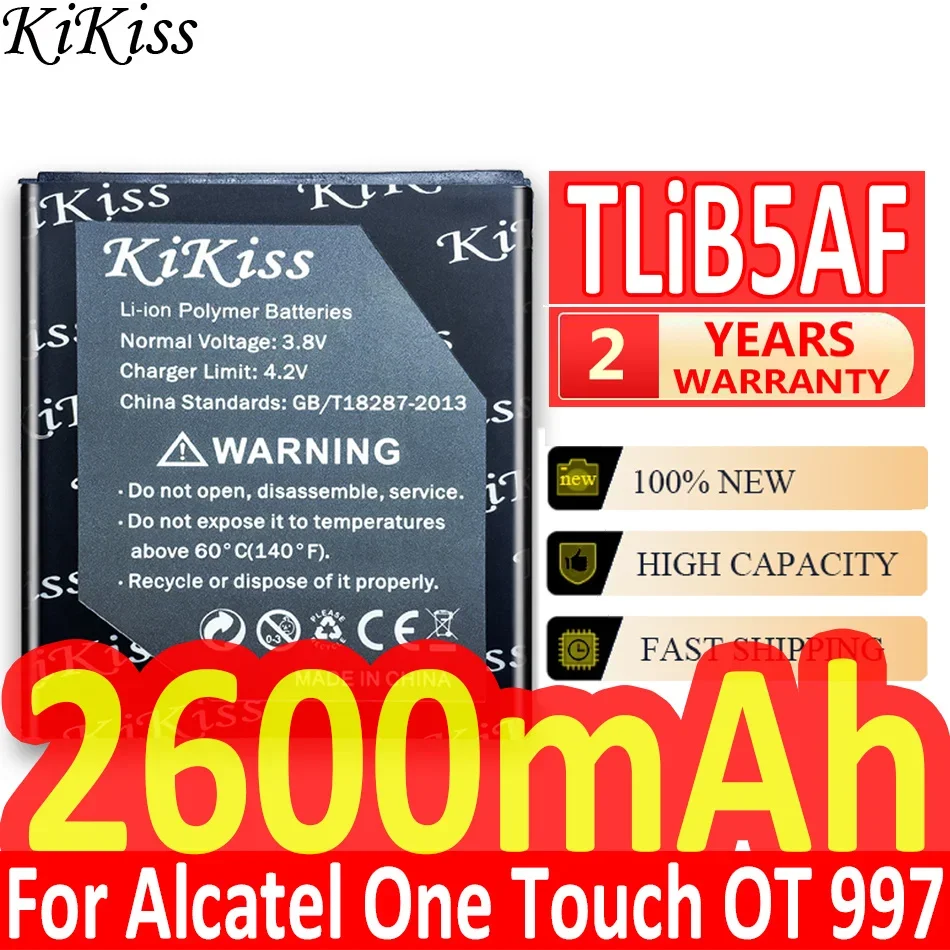 TLiB5AF KiKiss Portable Battery 2600mAh For Alcatel One Touch OT 997 997D Pop C5 OT 5036 5036D 5037 5037X For TCL S800 S710 S810