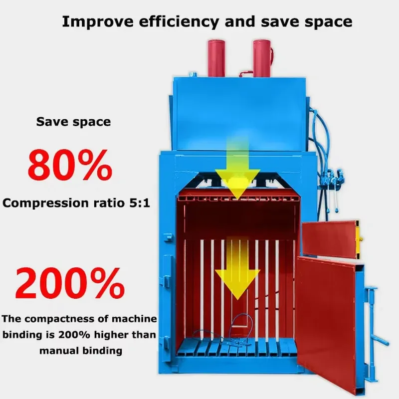 Industrial 60 Inch Vertical Baler Machine Cardboard Compactor Pet Bottle Scrap Pressing Waste Paper Compressor Hydraulic