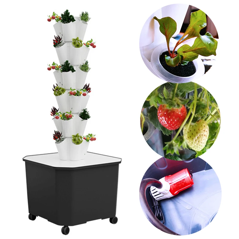 DIY Balcony Hydroponic Growing System Vertical Vegetable Planting Equipment Indoor Soilless Culture Tower Planter