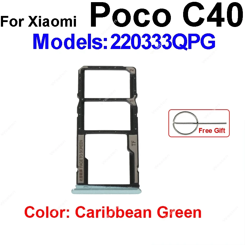 Sim Card Tray Holder For Xiaomi Poco C40 C50 C55 C65 C75 SIM Card Slot Holder Socket Card Reader Adapter Replacement Repair