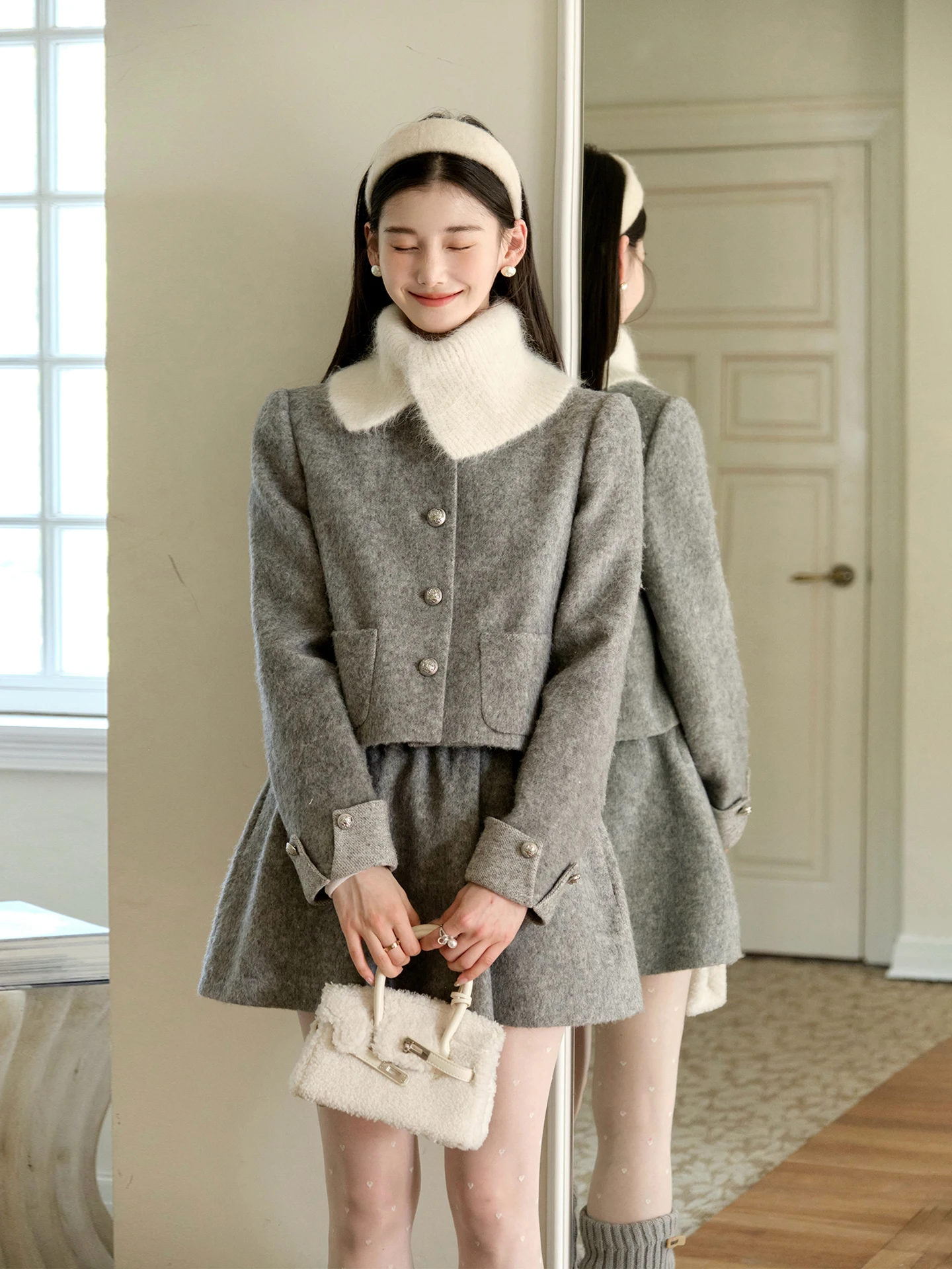 

ChillCozy Spring Warm Wool Alpaca Blend Jacket And Skirt Set Practical Fashionable Women's Spring Workwear Two-Piece Suit