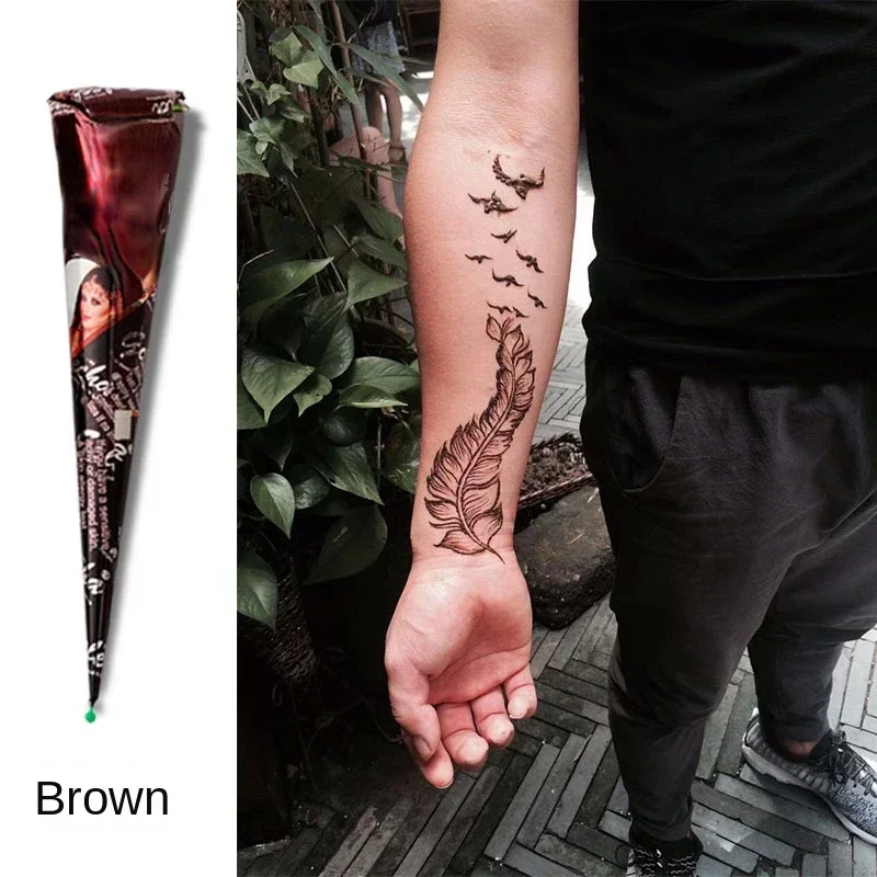 Natural Temporary Flash Tattoo Paste Black Henna Body Paint Arts Disposable Cones Sexy Tattoo Cream Indian Wedding Fashion