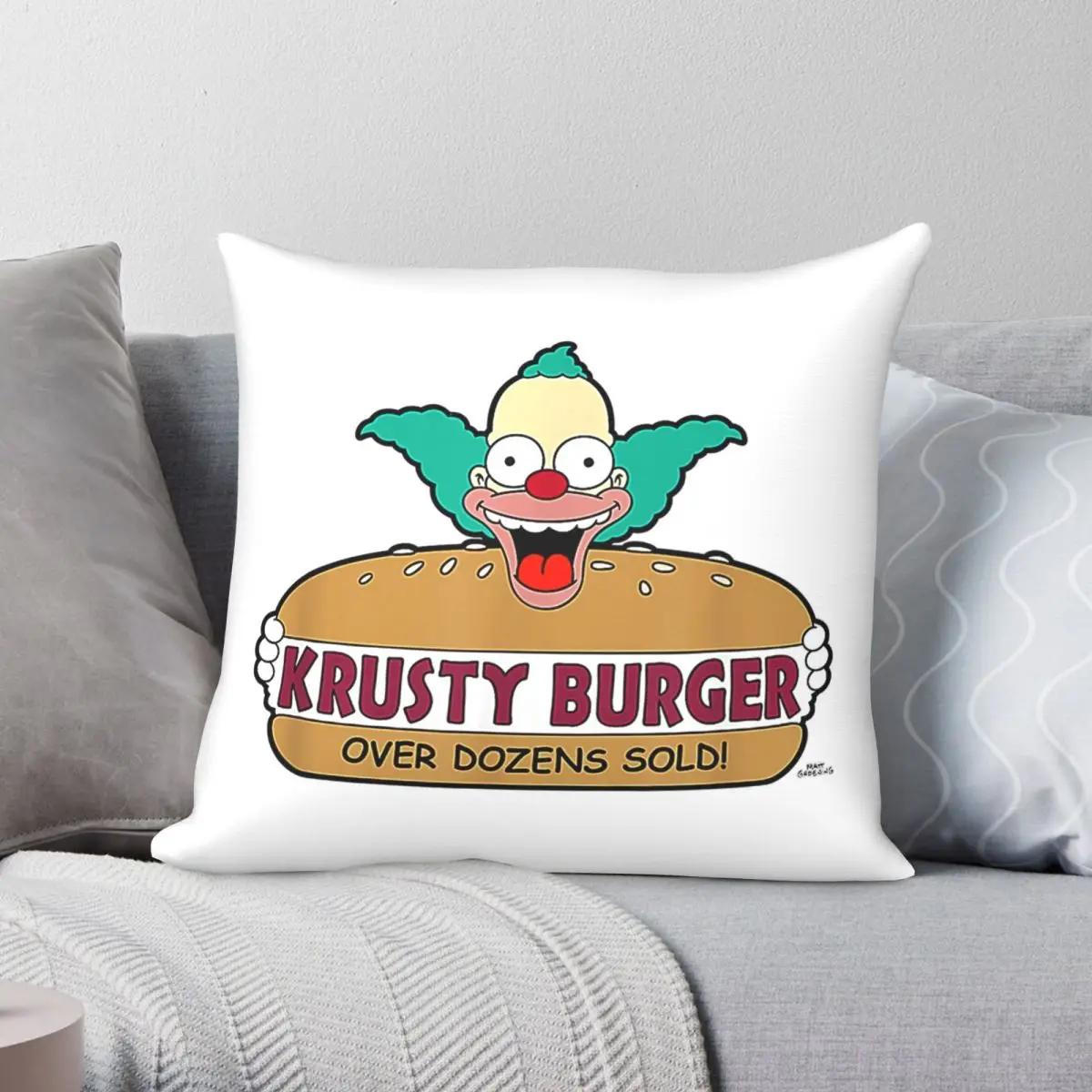 Krusty The Clown Square Pillowcase Polyester Linen Velvet Printed Zip Decor Sofa Seater Cushion Cover 45x45