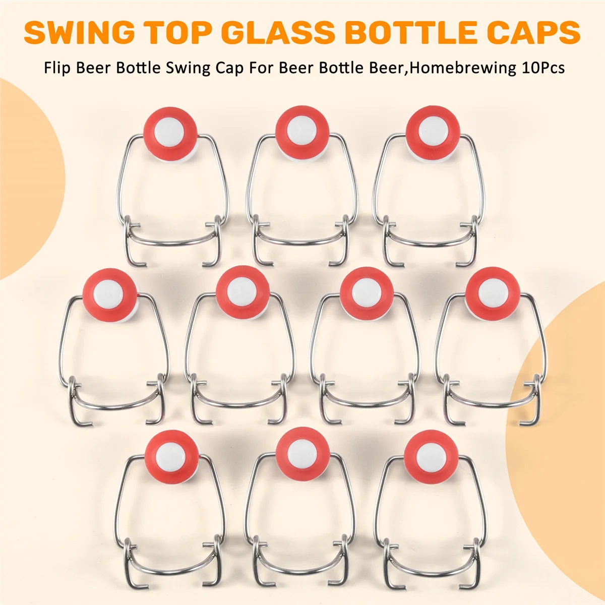 As novas tampas de garrafa de vidro com tampa oscilante para garrafa de cerveja estilo garrafa de cerveja, garrafas de refrigerante, fermentação caseira 10 peças