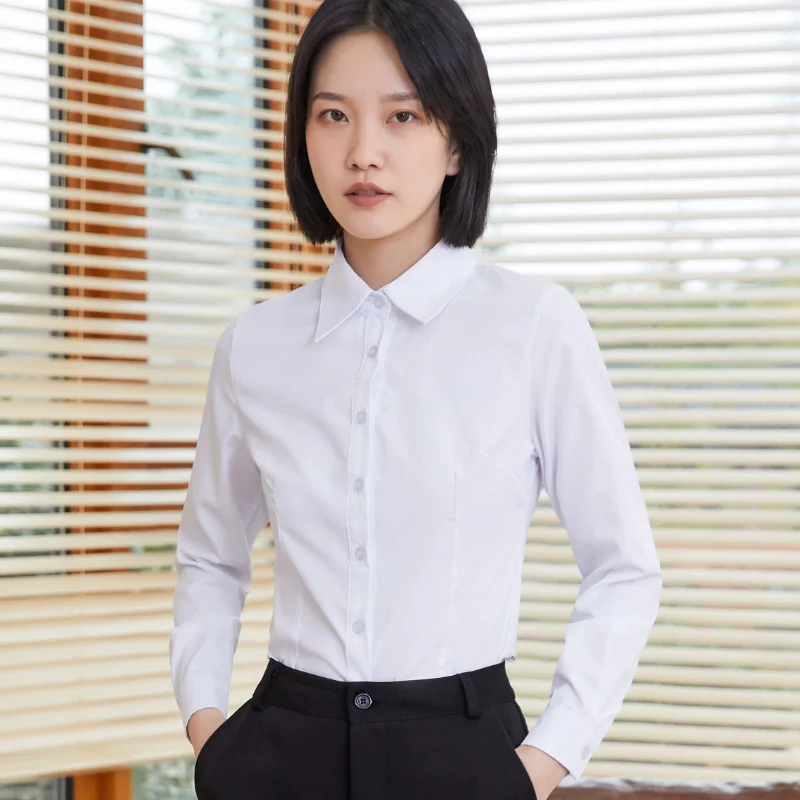 

Long Sleeve Shirts Womens Chiffon Button Down Tops Pleated Hem Neutral Boyfriend Fit Casual Autumn Comfortable Daily Streetwear