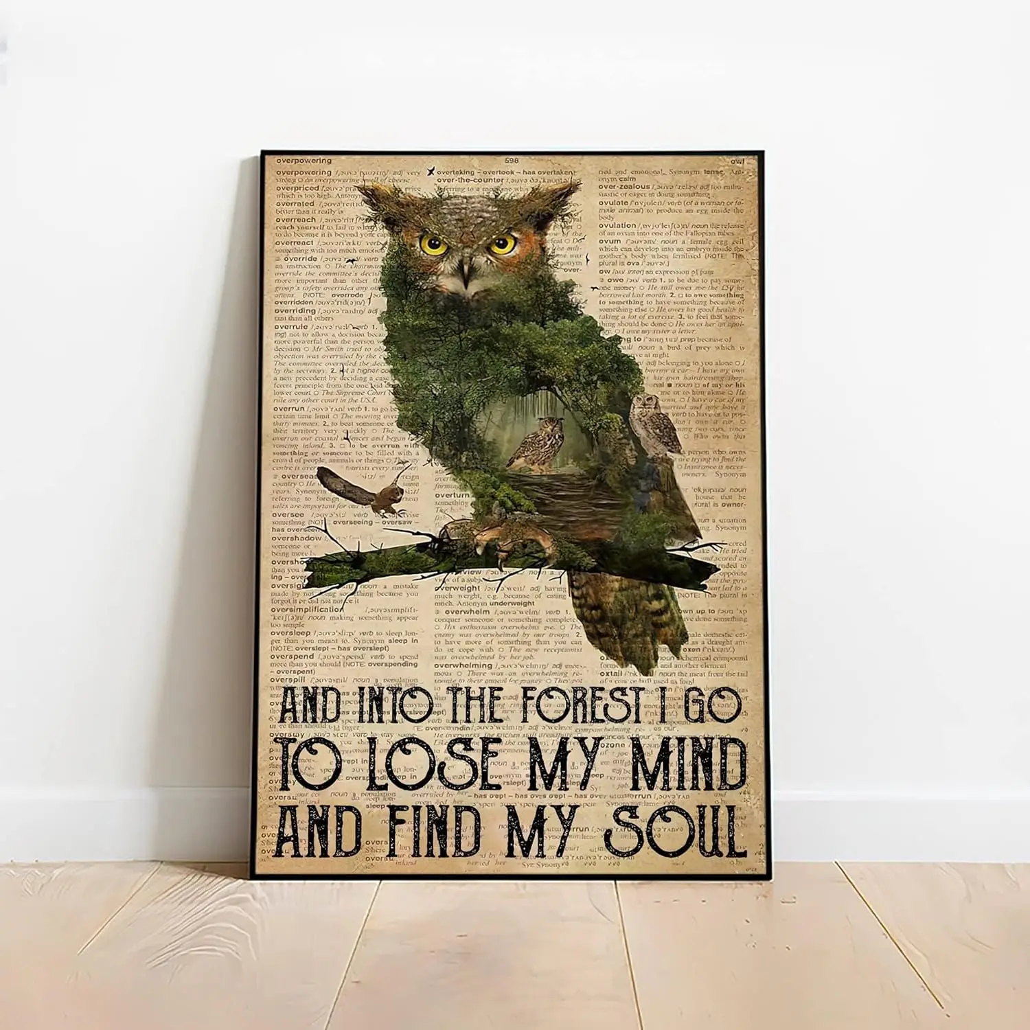 Retro Metal Tin Sign 8 X 12 Inches and Into The Forest I Go to Lose My Mind and Find My Soul Poster Owl Vintage Poster Owl  sign