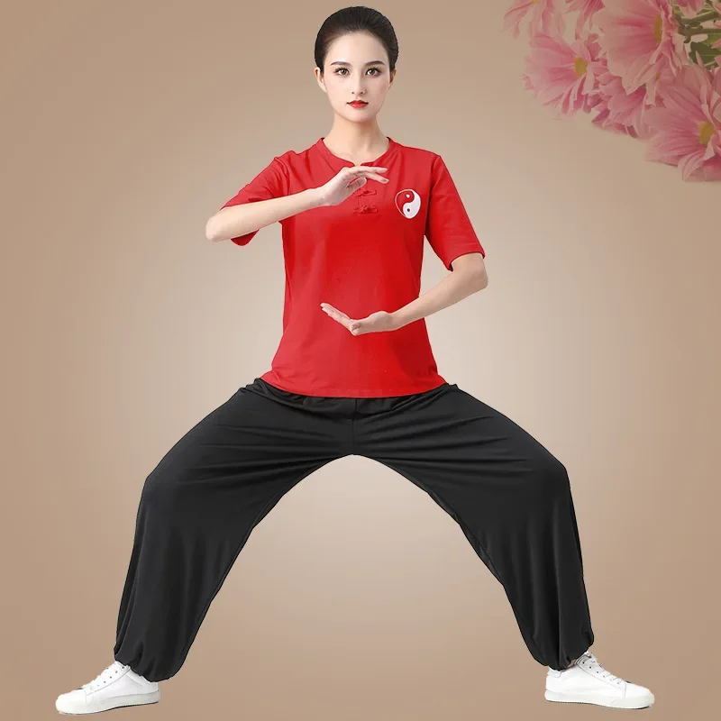 Chinese Traditional Clothing Set Man Woman Spring Summer Tai Chi Kung Fu Uniforms Wushu Top Pants Training Performance Costumes