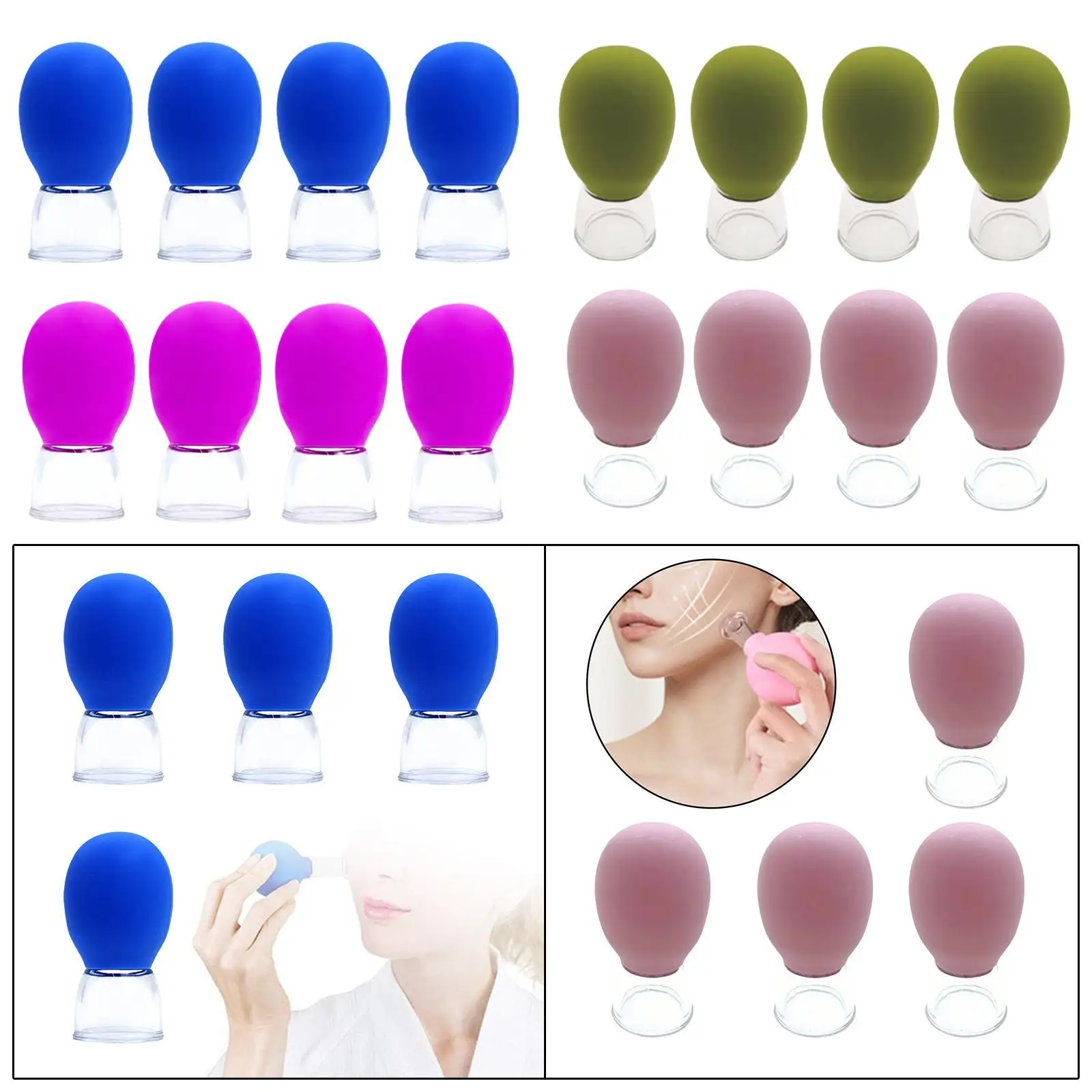 

4шт массаж лица многоразовый массажер для спины, бедер, рук, ног, чашки для тела, фасциальный массажер