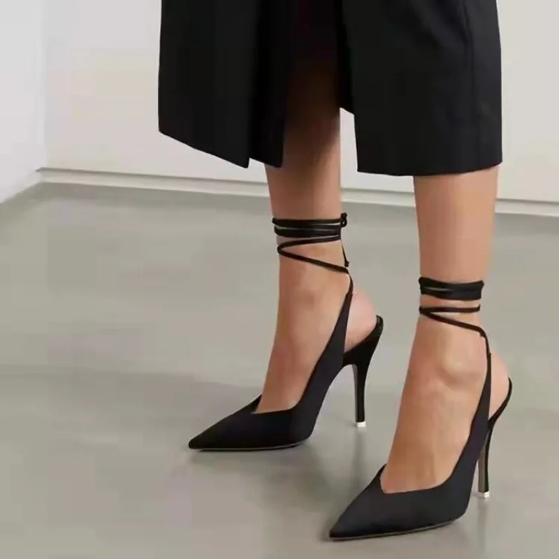 High Quality Silk Single Shoes 2022 Women\'s Spring and Summer Fashion Party Sexy High-heeled Nightclub Runway Sandals