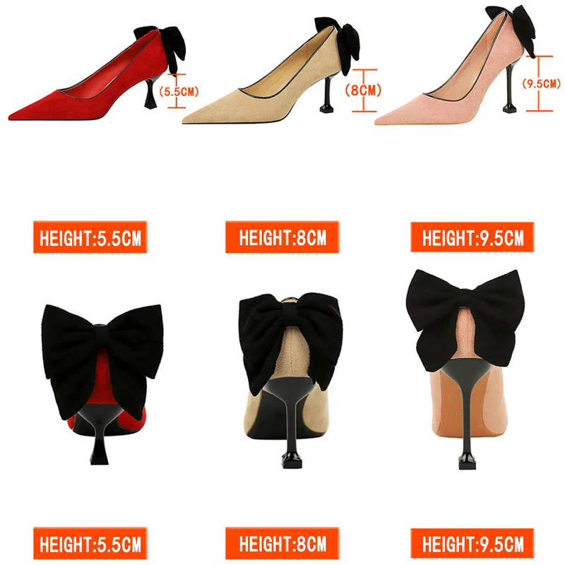 BIGTREE Shoes Bowknot Female Kitten Heels Suede Women Pumps Spring New High-heels Fashion Sweet Ladies Shoes Luxury Pumps