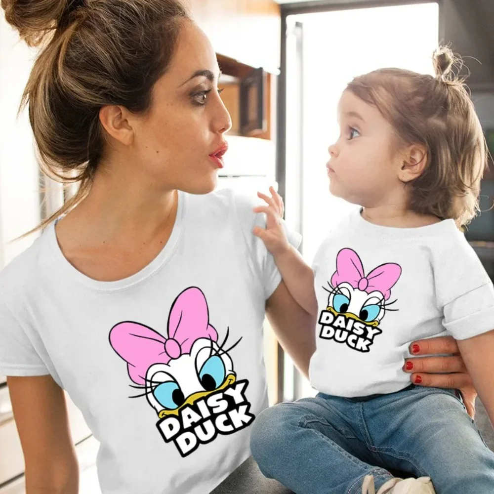 Disney Family Matching Clothes Donald Duck Daisy & Minnie Family Look T shirts Mommy and Me T-shirts Mother and Daughter Clothes