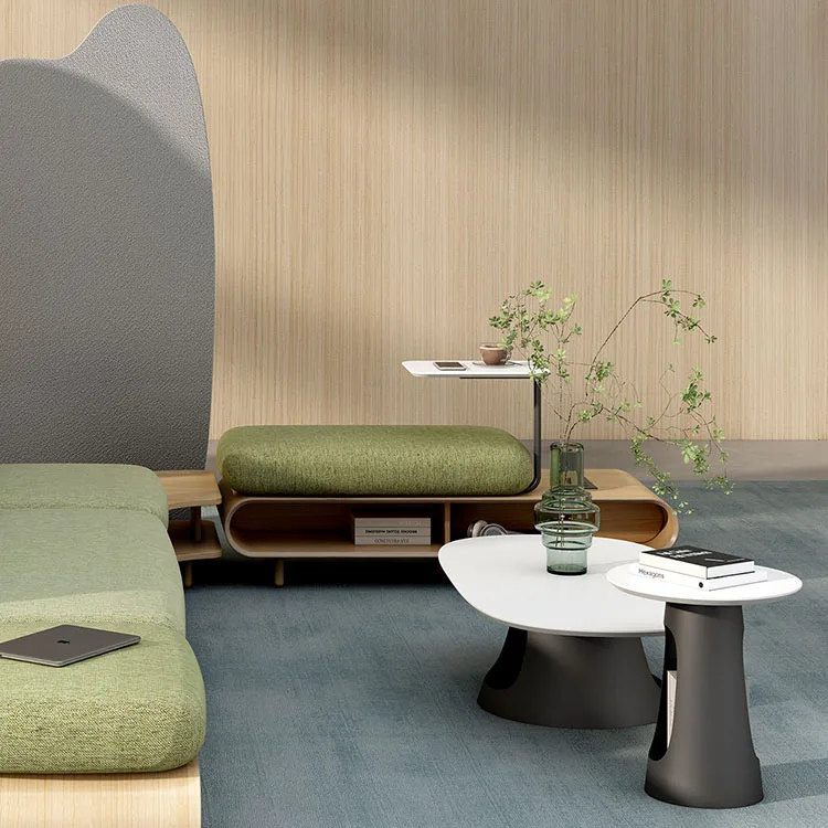 & Multifunctional Study Storage USB Wired Charger Design University School Library Furniture Modern Wooden Sofa with Desk