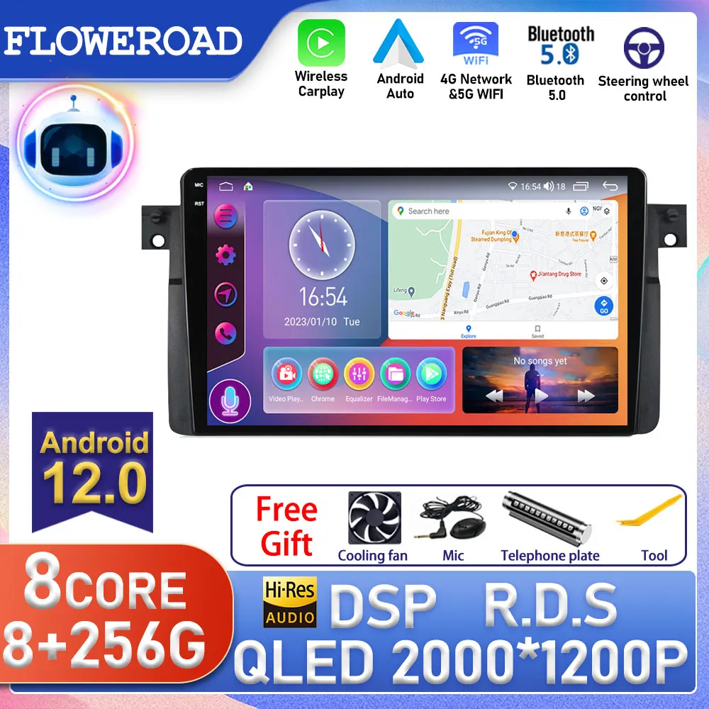 

Android For BMW E46 M3 Rover 75 Coupe 316i 318i 320 325 330 335 GPS Navigation Carplay Car Radio Stereo Multimedia DSP RDS 8Core