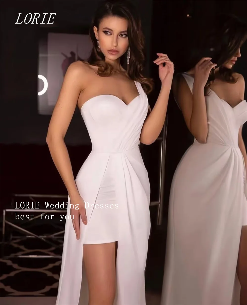 

LORIE Luxury Mermaid Skirt Civil Wedding Dress Sexy Sweetheart Bridal Dresses One Shoulder Wedding Gown Customized 2026
