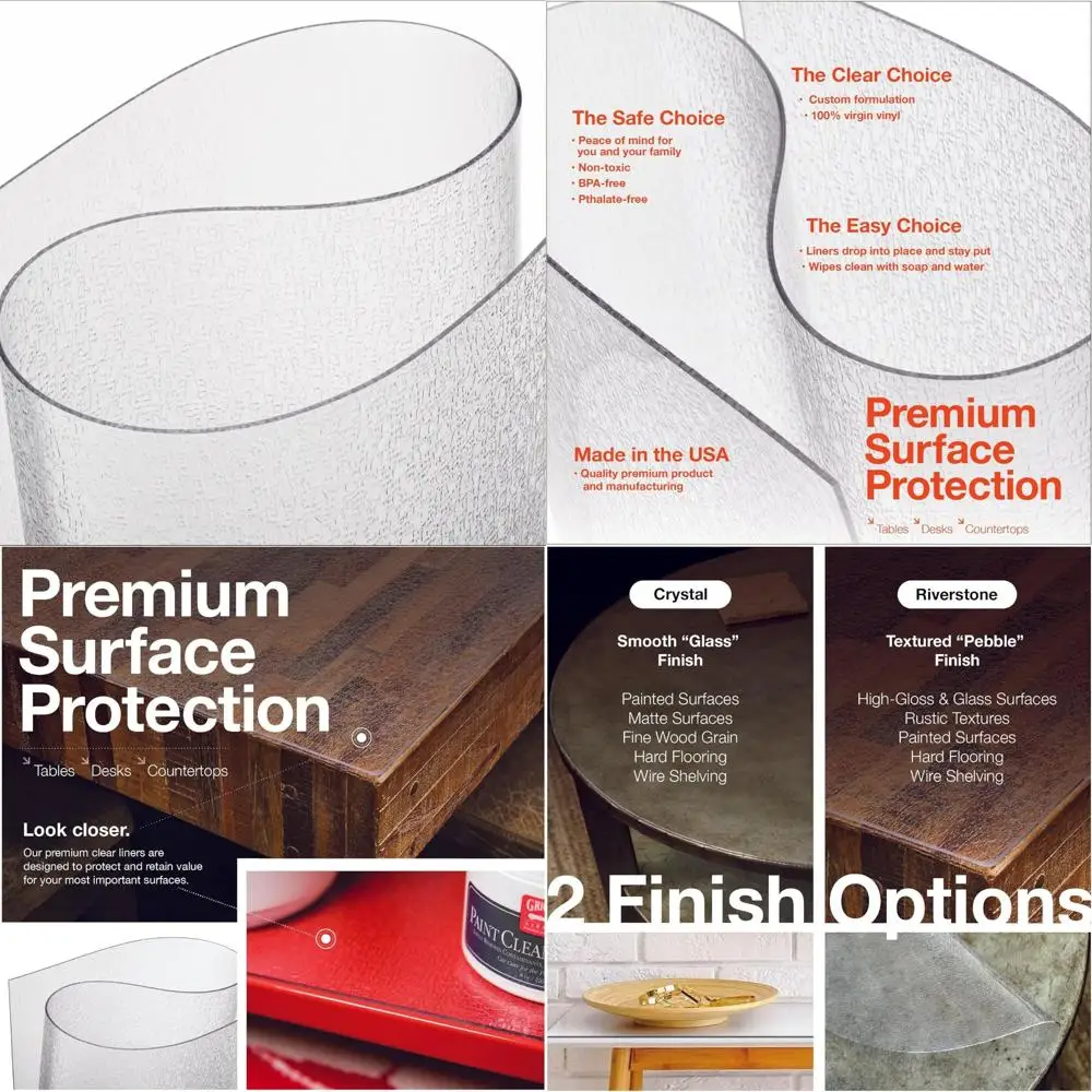 

Clear Vinyl Table Protector, Pebble Textured, 42x90 Inches, 2mm Thick, Customizable, USA-Made, Safe for Tables