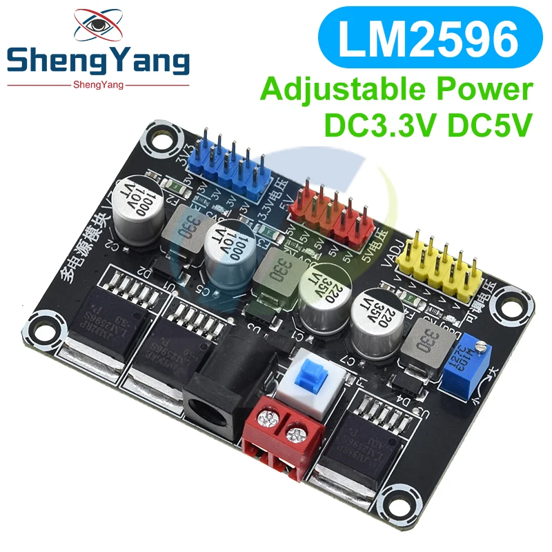 DC7-25V to DC3.3V/5V Multifunction LM2596 Adjustable Step-down Module Regulated Power Supply Module