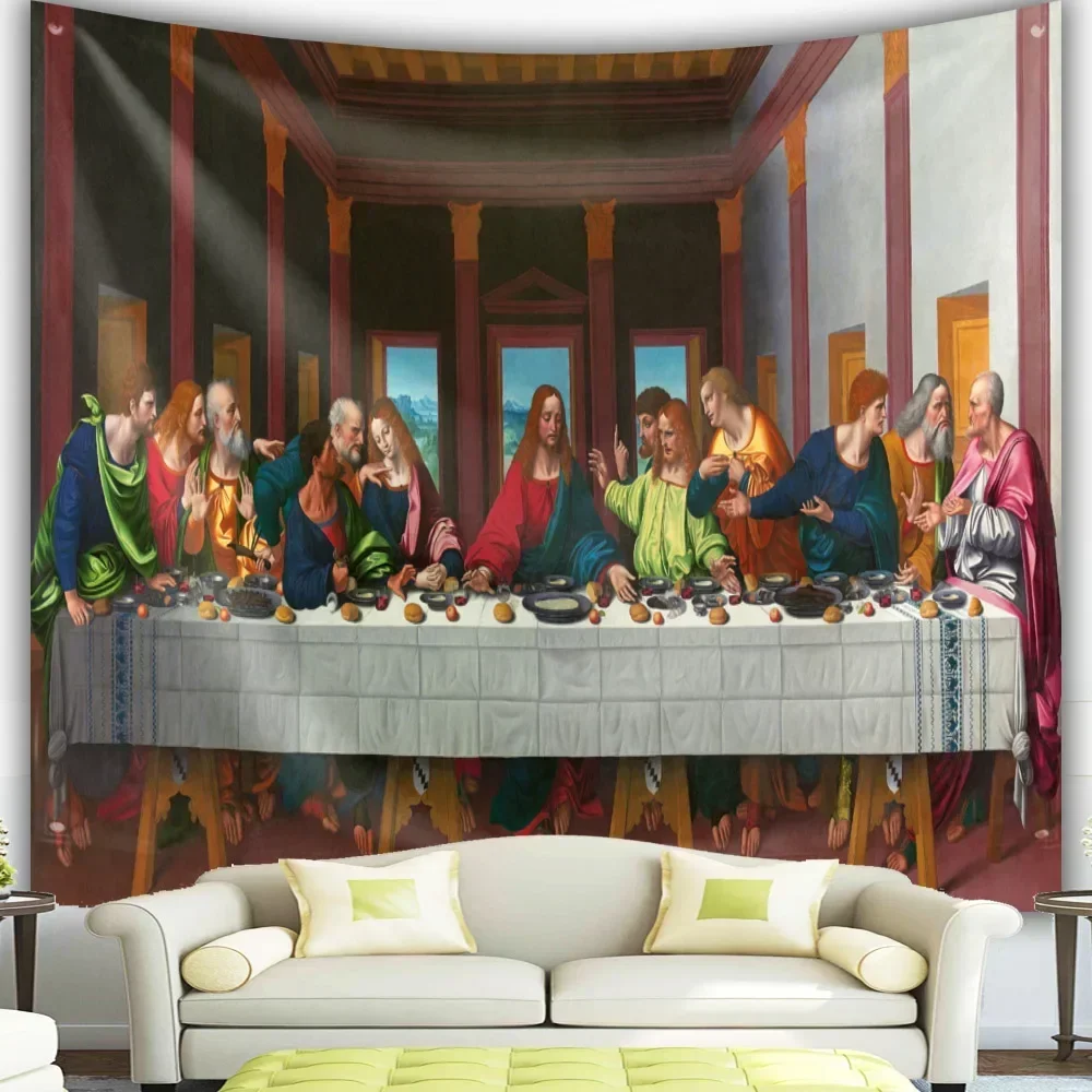 Tapiz de última cena, Cristo, Jesús, Pascua, religión católica, decoración de pared colgante para habitación, decoración navideña, tapices de tela grandes