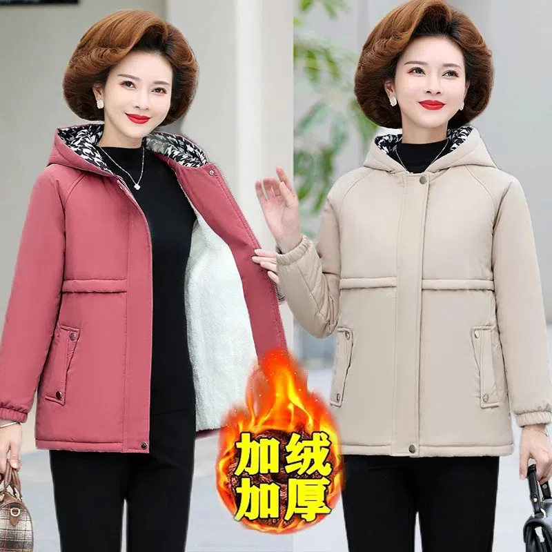 

Winter coats 2022 new mother padded jackets women cashmere fashion hooded coat loose 5XL warm Thick Down cotton jacket Female