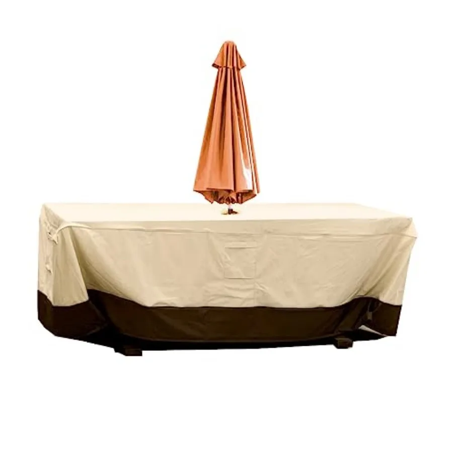 

Чехол для комплекта садовой мебели (стол и стулья) с отверстием для зонта, водонепроницаемый, для прямоугольных/овальных столов для веранды и сада