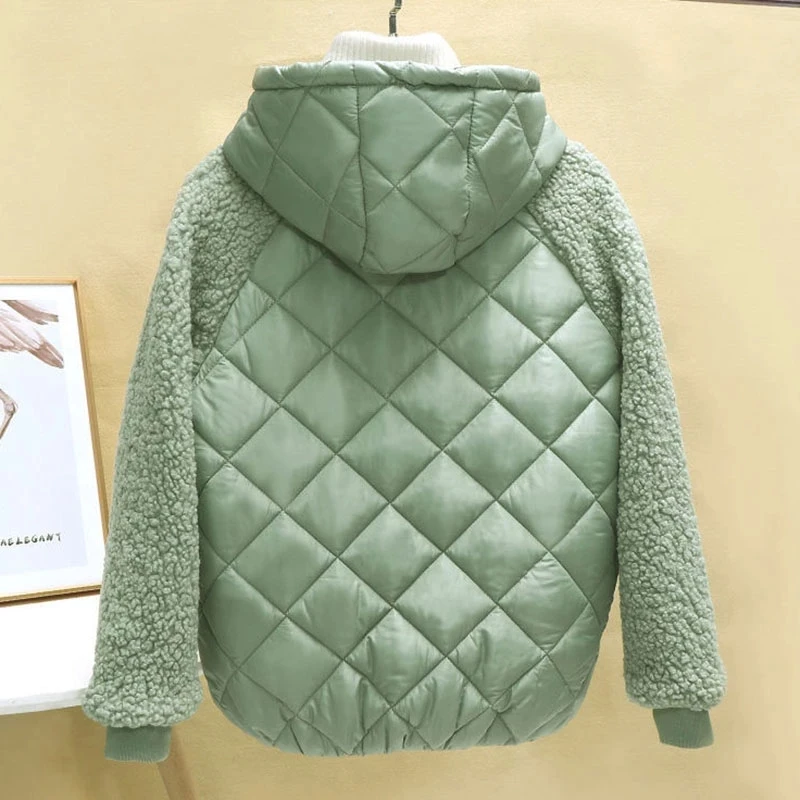 Giacca sottile in piumino di cotone leggero cappotto corto femminile autunno inverno donna 2023 nuova giacca in cotone di lana di agnello con cappuccio sciolto