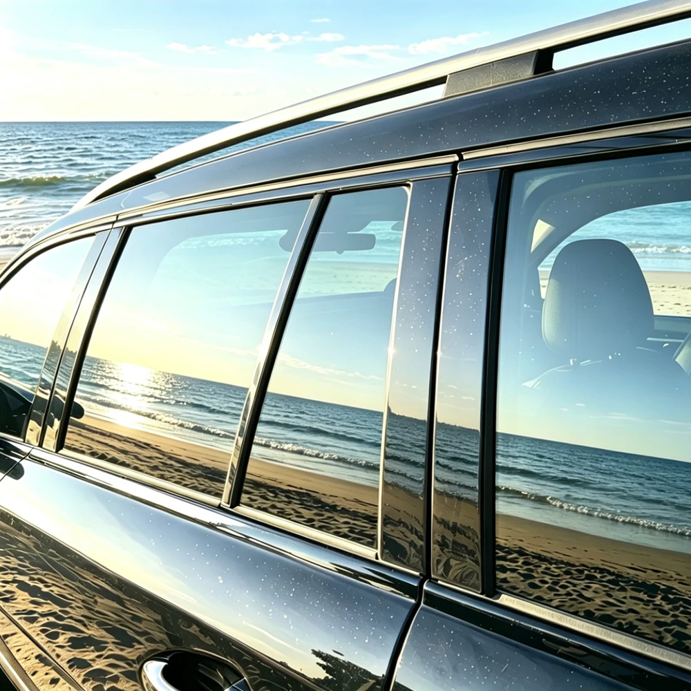 Chrome Delete Window Trim Sticker For Mercedes Benz GL X166 2013-2015 Glossy/Forged Carbon Fiber Black Exterior Decal