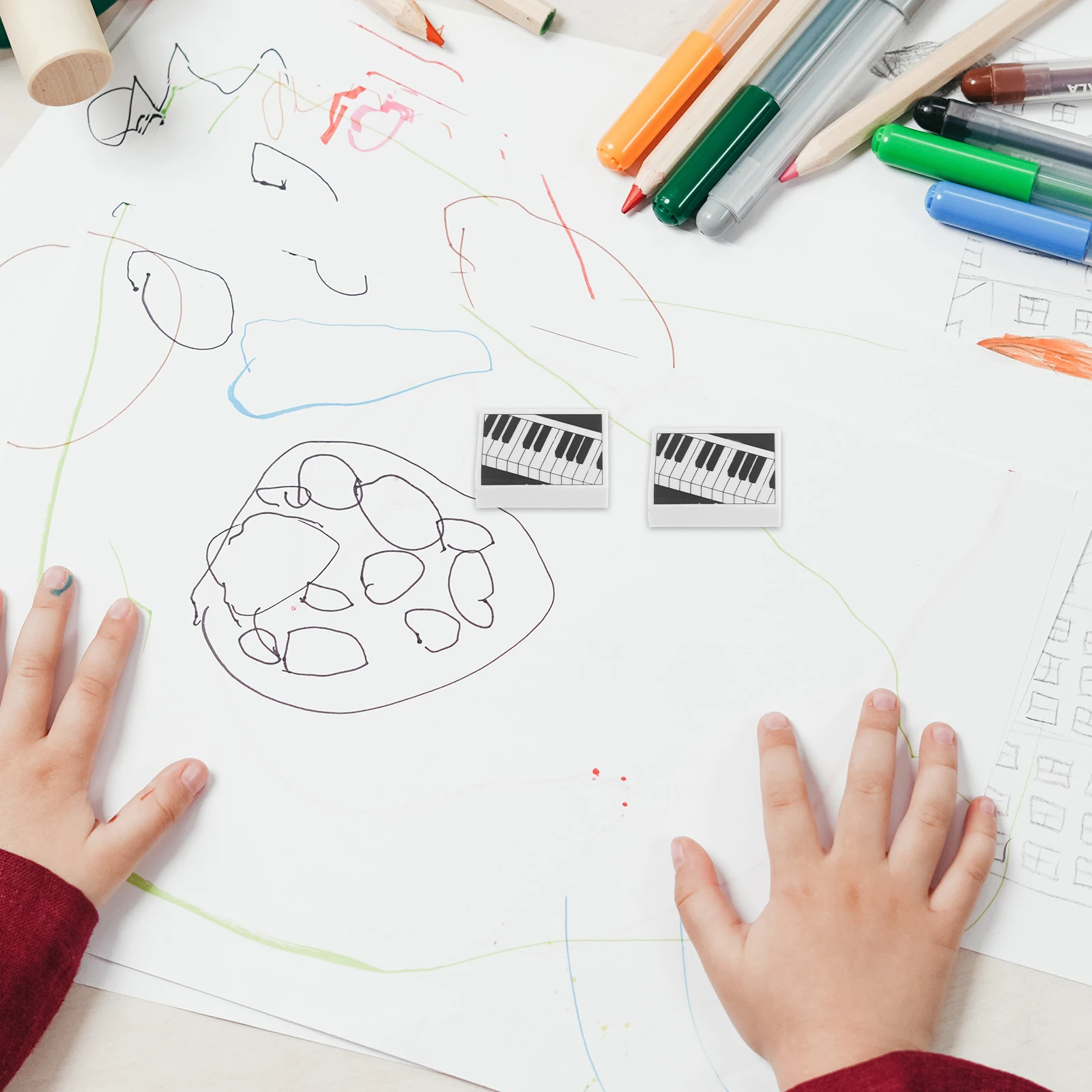 

6Pcs Musical Piano Erasers Creative Stationery Art Eraser for Drawing Sketching Student Writing Supplies Art Eraser