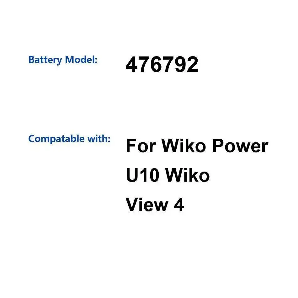 

476792 Mobile Phone Battery High Compatibility Premium Replacement 5000Mah For Wiko Power U10 View 4