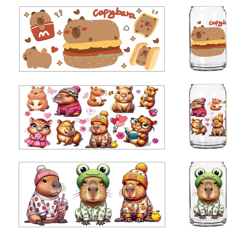 

Anime Style Cute Funny Capibala Animals Sticker Party DIY Decals 3D transfers uvdtf tumbler seal stickers 16oz uv dtf cup wraps