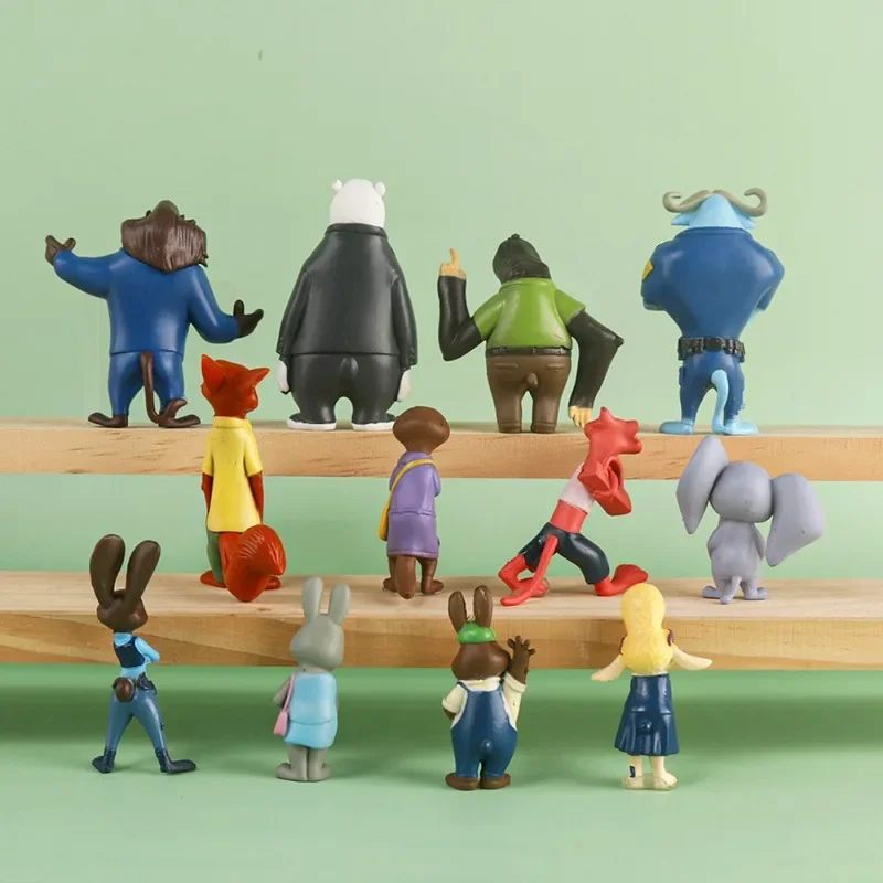 12 szt. Zootopia Metropolitan Kreatywne Figurki z Kreskówek, Ozdoby Męskie i Żeńskie, Zwierzęta Leśne, Dekoracje do Mikrokrajobrazu