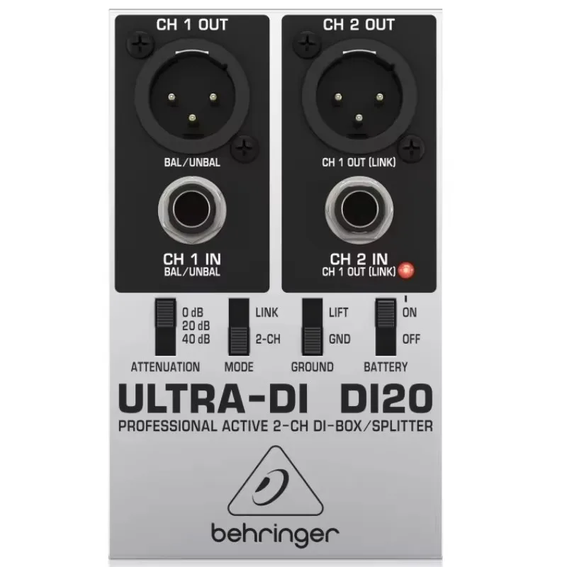 Caja de inyección directa multiusos Ultra-DI DI20/Splitter con modo de división adicional para aplicaciones en escenario y estudio