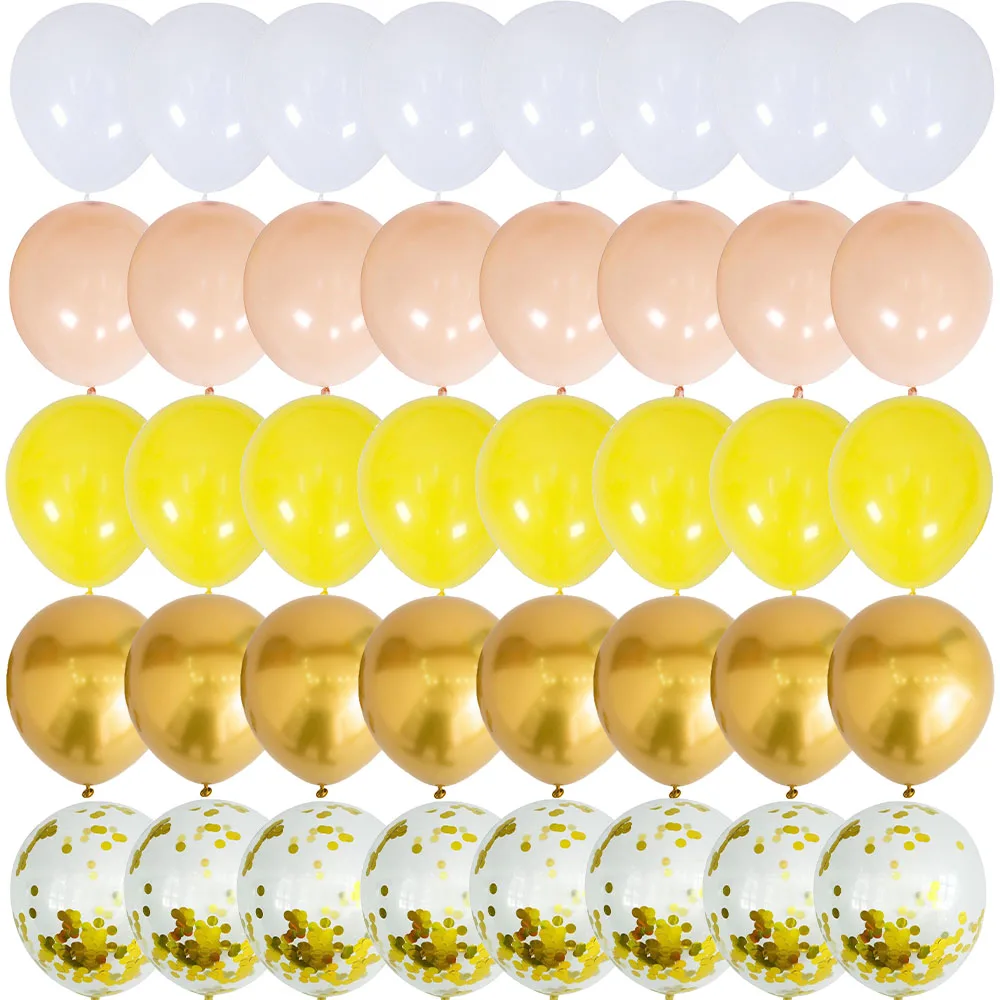 

40PCS Golden yellow white Balloons Gender Reveal Wedding Valentine's Day Baby Shower Birthday Globos Party Decorations