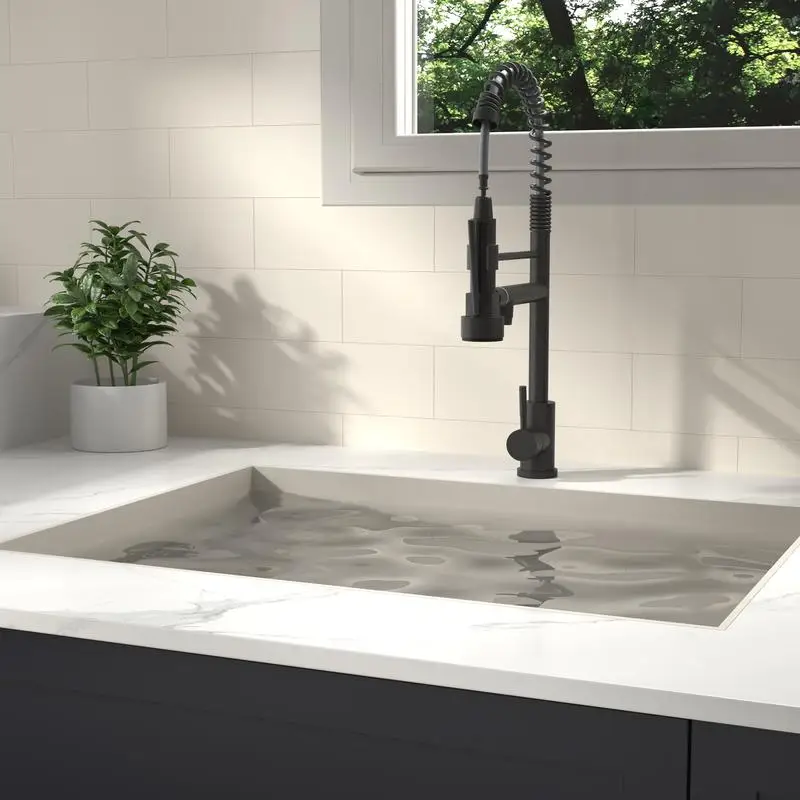 

19" Single Handle Kitchen Faucet - CUPC Certified, Matt Black Finish