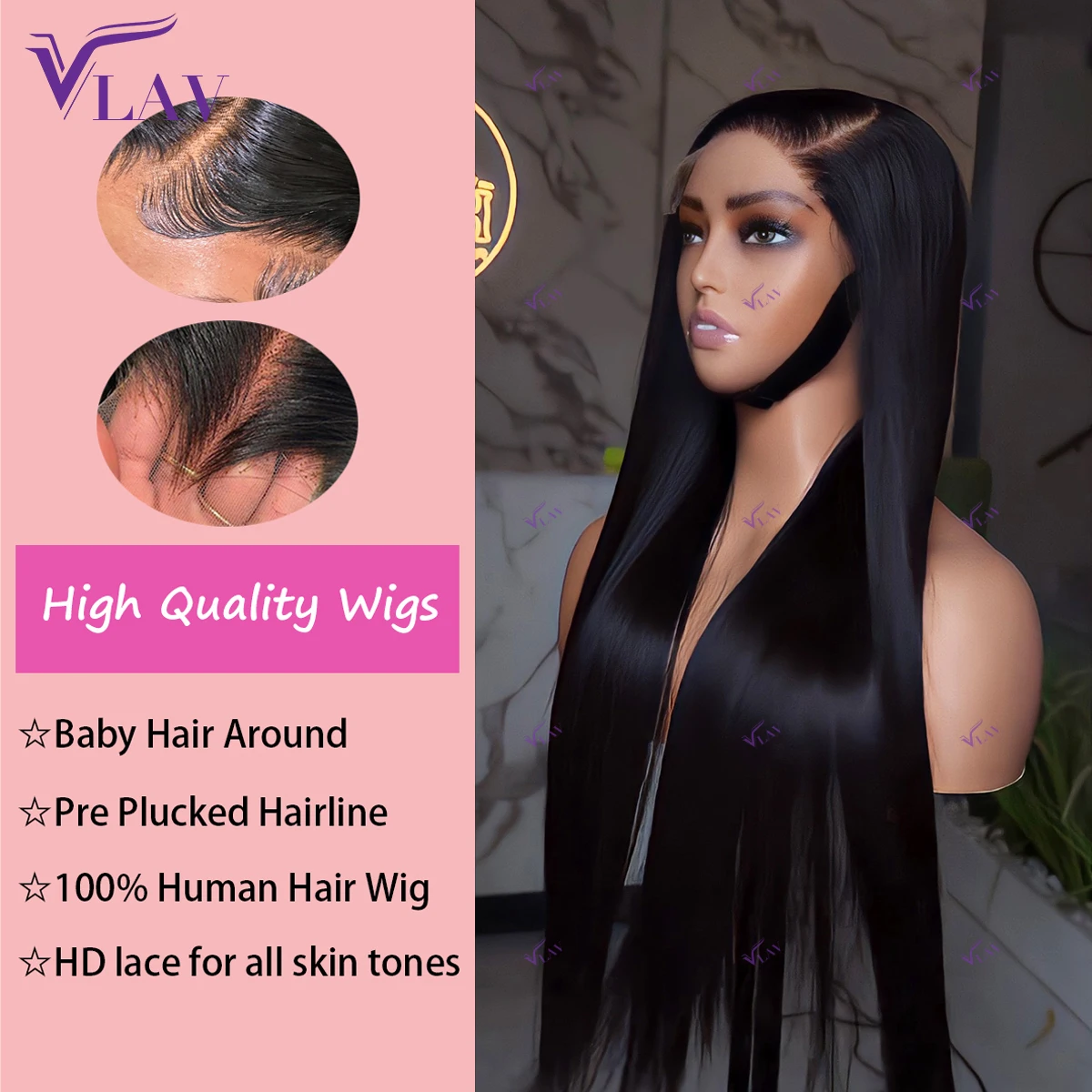 Silky Straight Human Hair Lace Frontal Wig 13×4 13×6 360 HD Transparent Lace Preplucked For Women 100% Human Hair Glueless Wigs