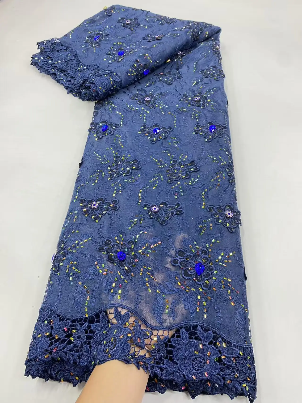 

Африканская шифоновая кружевная ткань с бисером, 2021, высокое качество, кружевная ткань с нигерийскими камнями, шифоновое французское свадебное платье для жениха H170-1