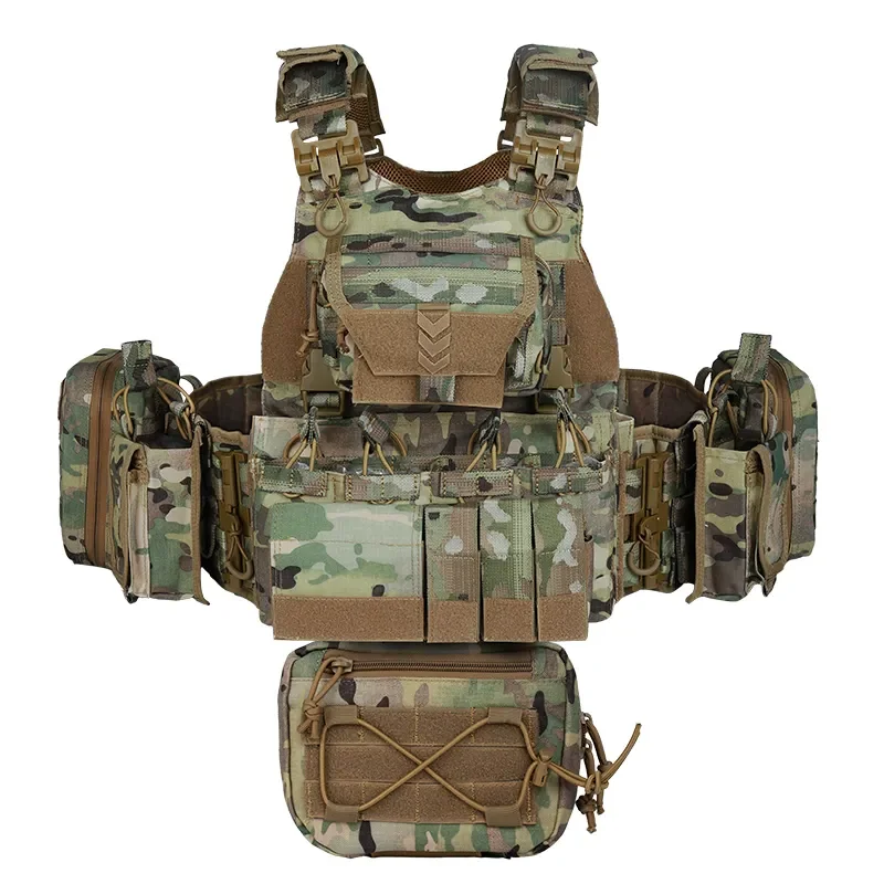 YAKEDA Plate Carrier Hunting Chaleco Tactico Plate Carrier Tactical Vest with Helmet Pouch