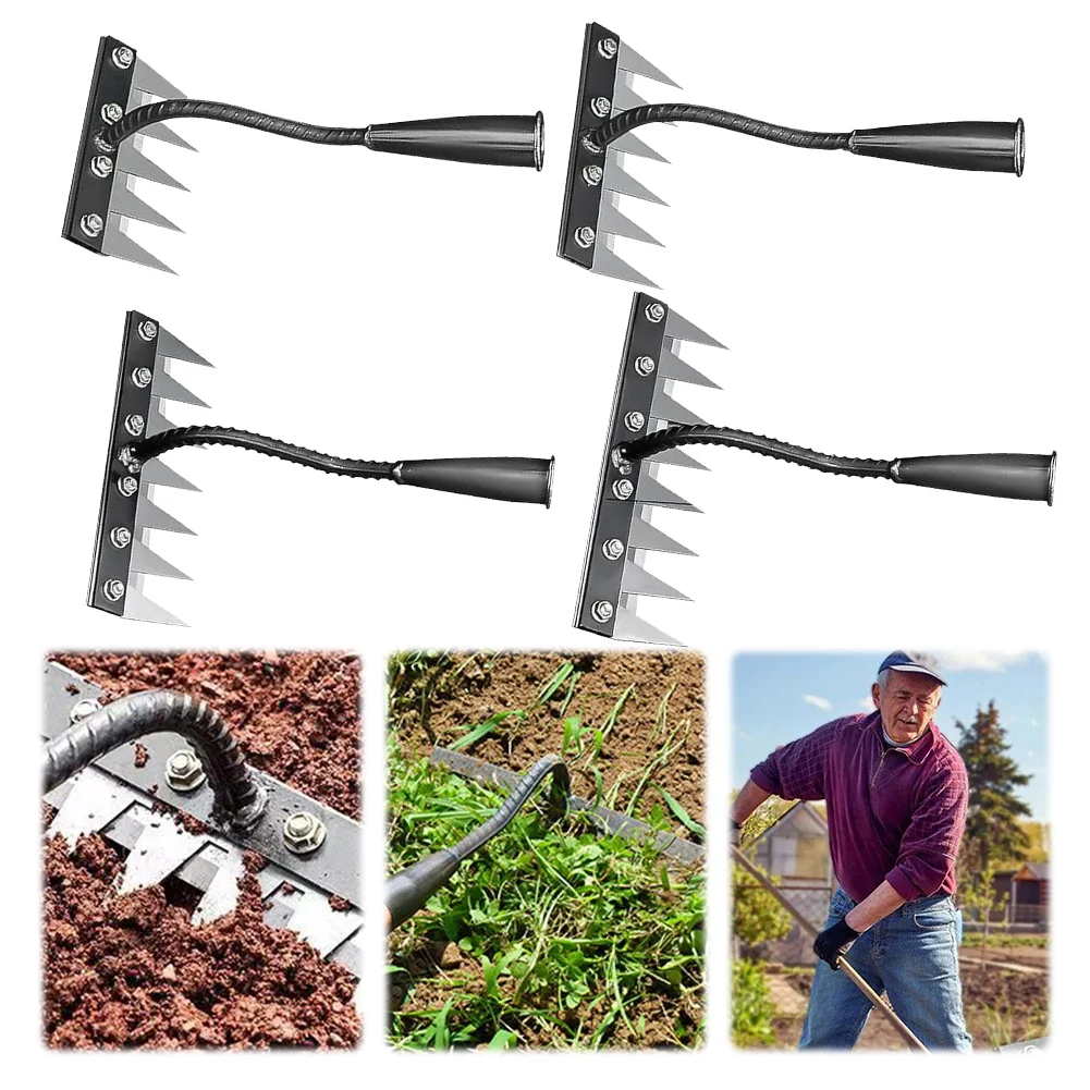 

5/6/7/8 Tooth Carbon Steel Garden Weeding Rake Multifunctional Weeding Nail Rake
