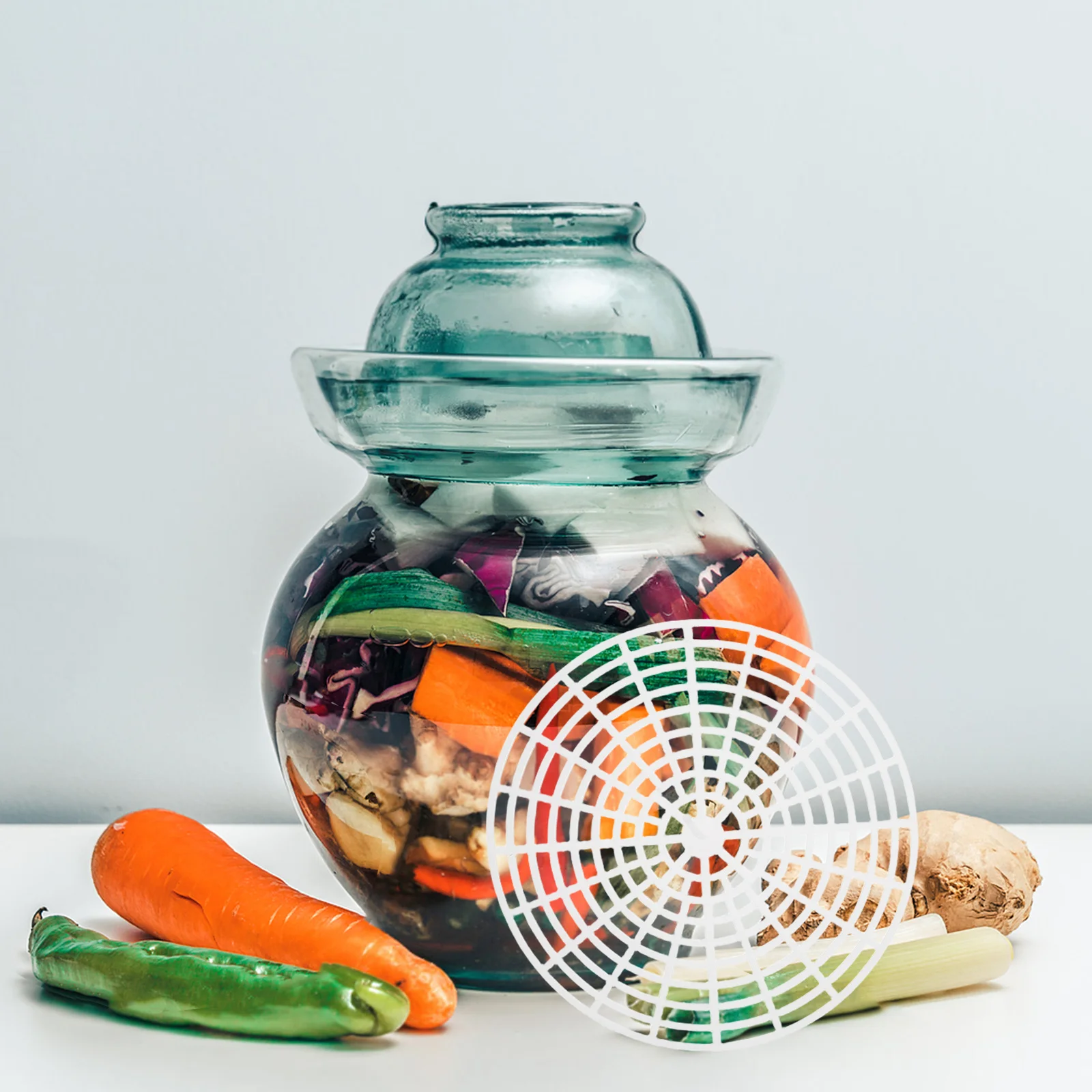 

5Pcs Fermenting Jar Mesh Press Plate Wide Mouth Pickling Jar Presser Vegetable Press Mesh Plate Canning Accessories